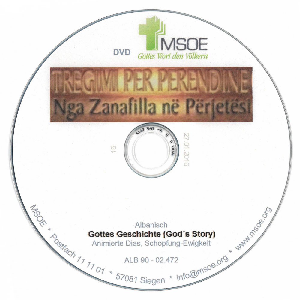 Gottes Geschichte (God�s Story) DVD - animierte Dias, Sch�pfung-Ewigkeit - Albanisch