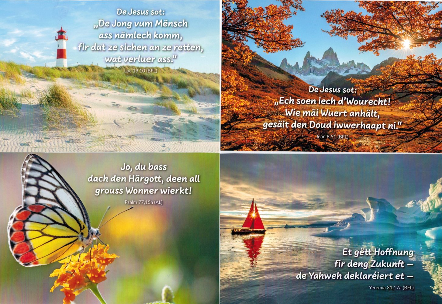 Postkarte mit Bibelvers - Luxemburgisch